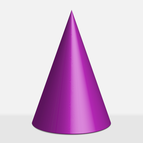 Simple glossy magenta cone on a light gray background, clean and modern.